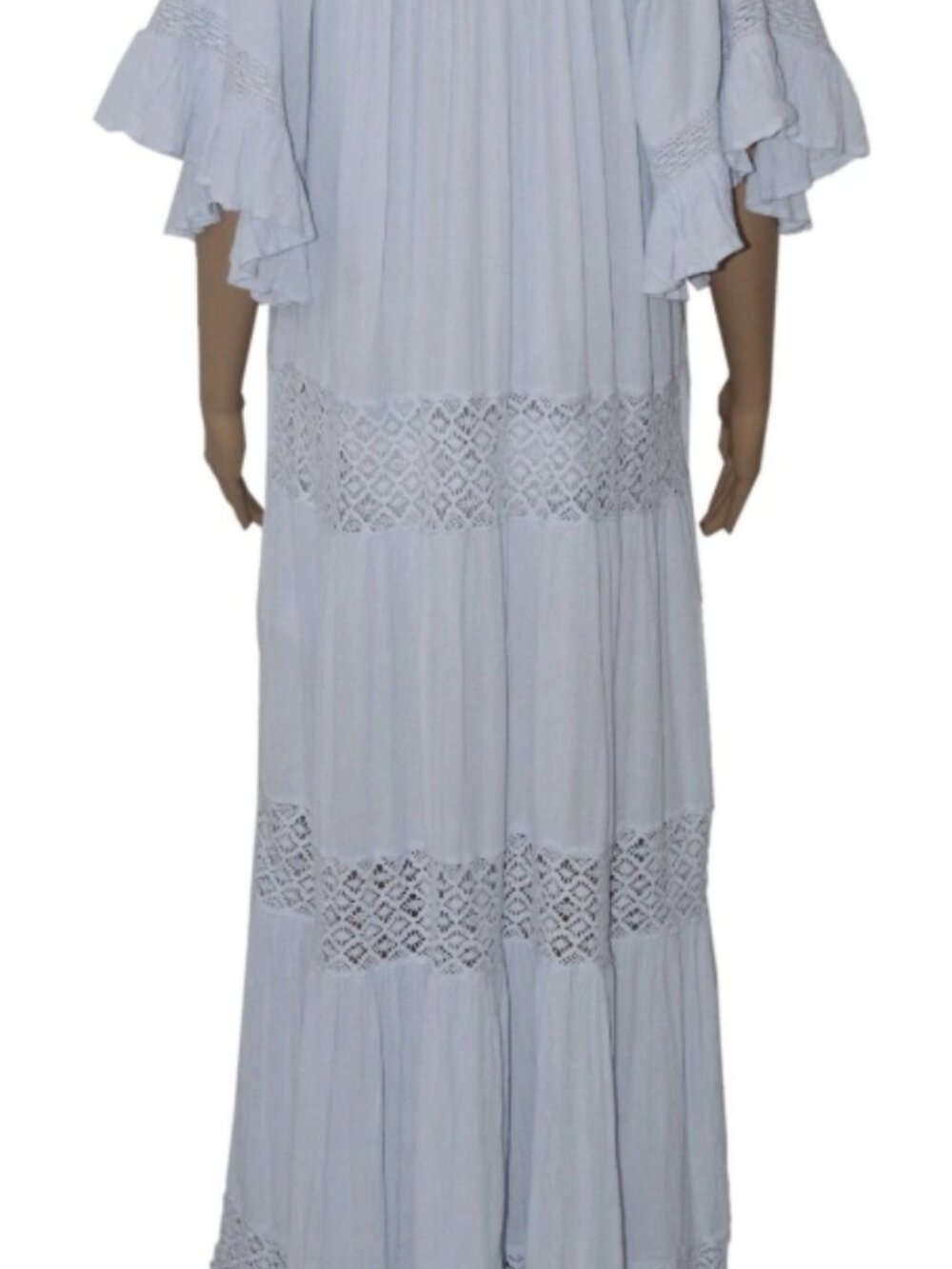 Free People Free est Dream On Maxi Dress Crochet Flutter Sleeve S - Picture 5 of 7